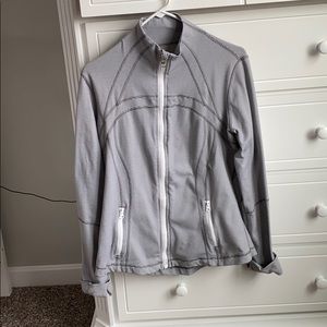 Grey and white striped lulu lemon jacket